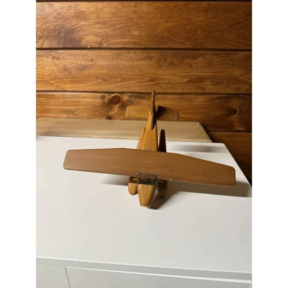 Vintage MCM Carved Wood Airplane Seaplane Model | Parts/Repair/Replacement Only